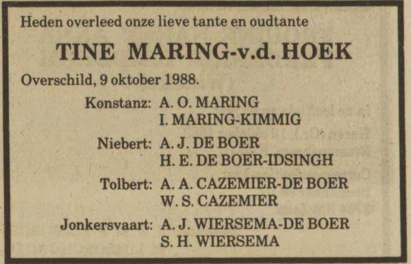 montina aukea maring-van der hoek on 13 Oct 1988.